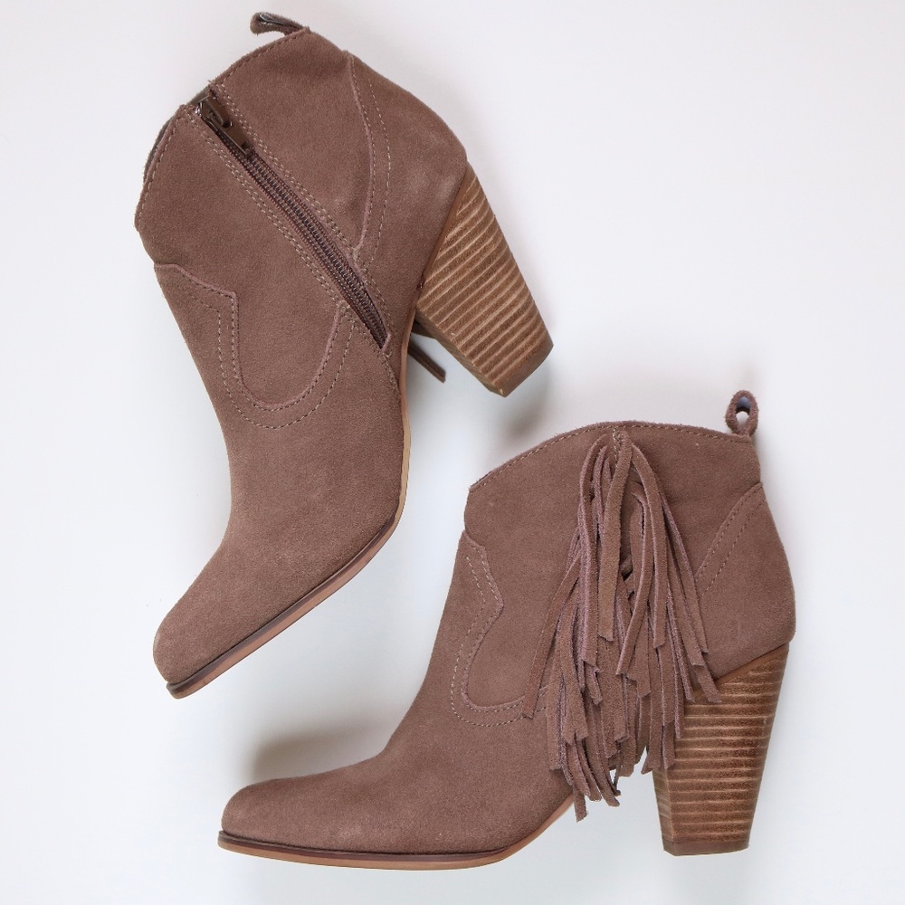 Steve Madden Cian Fringe Ankle Booties - 3.5" heel